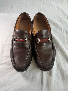 Men's Dark Brown Leather Slip-On Loafers with Metal Bit